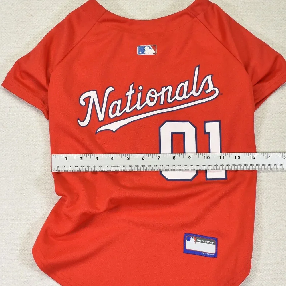 Washington Nationals Dog Jersey Large Red MLB Pet Shirt Fanatics 01 Baseball
